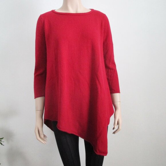 PLY Sweaters - Cashmere Sweater Elfen Style Cranberry Red 3/4 Sleeves Size M